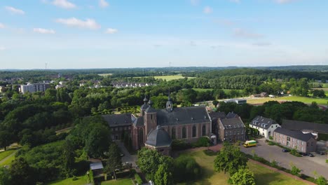 Kloster-Kamp,-Chappel,-church,-Kamp-Lintfort,-history,-nature,-circle-drive,-cinematic,-documentary,