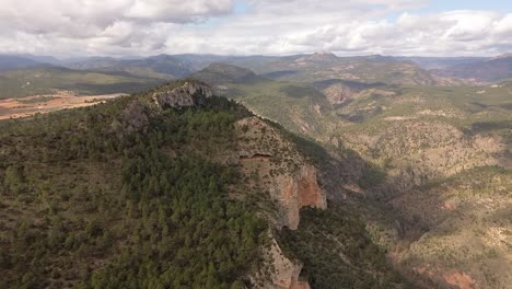 Imagen-De-Drone-De-Un-Paisaje-Montañoso-Con-Pinos