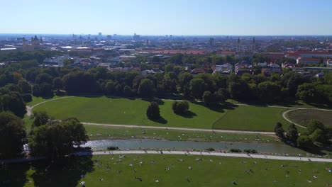 Great-aerial-top-view-flight-schwabinger-creek-at
English-Garden-Munich-Germany-Bavarian,-summer-sunny-blue-sky-day-23