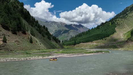 Dolly-movement-Drone-aerial-footage-of-rafting-in-lake-naran-in-northern-area-of-pakistan
