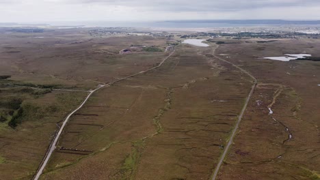 Drone-shot-of-the-moorland-surrounding-the-Hebridean-town-of-Stornoway