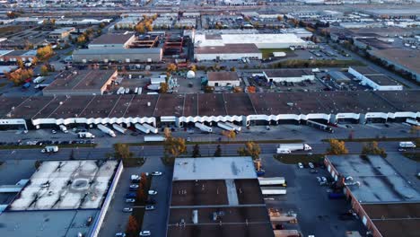 Flying-along-endless-warehouses-in-Calgary-Industrial-area