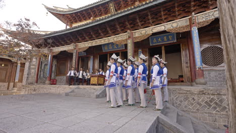 Ethnic-Minority-Group-Performing-Traditional-Dance-in-Yunnan,-China