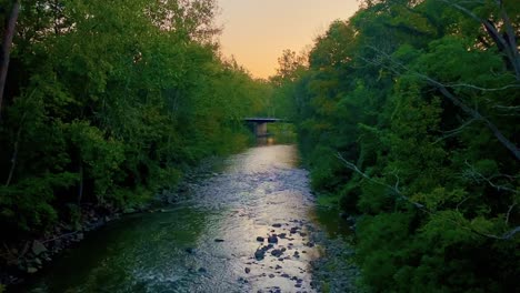 Quiet,-early-summer-morning-stream,-in-the-foothills-of-the-Catskill-Mountains