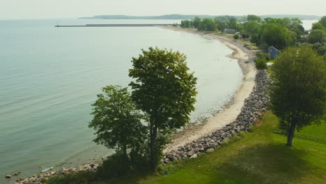 Drone-shot-of-the-light-houses-at-Sodus-point