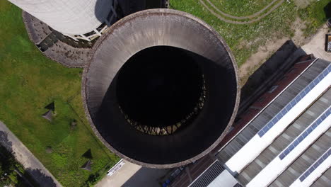 Top-View-Of-Cooling-Tower-At-be-Mine-Mining-Site-In-Beringen,-Belgium