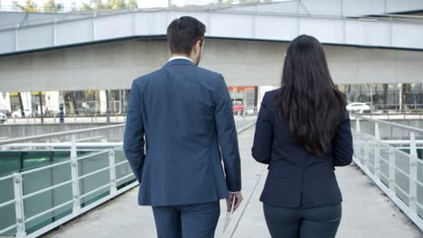 Back-view-of-business-colleagues-walking-on-street