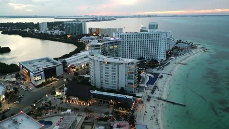 aerial-of-hotel-zone-district-famous-travel-holiday-destination-Mexican-Caribbean-Sea-Riviera-Maya