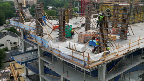 Aerial-view-of-people-at-work