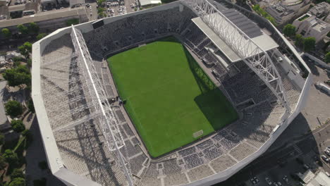 Parallax-from-a-high-altitude-of-Bloomfield-football-Stadium-with-a-capacity-of-29,400-seats,-empty-from-crowd,-It-hosted-musical-acts-from-time-to-time