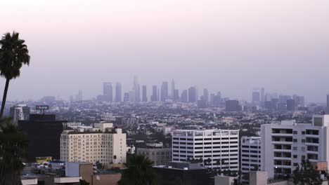 Down-Town-Los-Angeles,-California-view-from-Runyon-hike-in-Hollywood