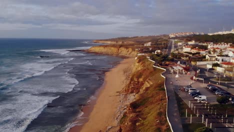 Drone-footage-from-the-beach-in-Ericreia,-Portugal