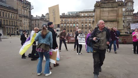 Pro-Trans-supporters-dancing-at-a-counter-protest-in-Glasgow