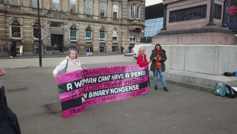 Women-protesting-in-Glasgow-against-young-children-changing-their-gender