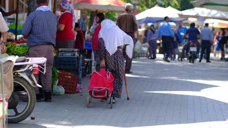 La-Gente-Compra-Verduras-En-El-Mercado-De-Birgi-Türkiye