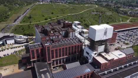 Aerial-View-Of-Historical-Mine-Site-be-MINE-And-Beringen-Mine-Terril-In-Limburg,-Belgium