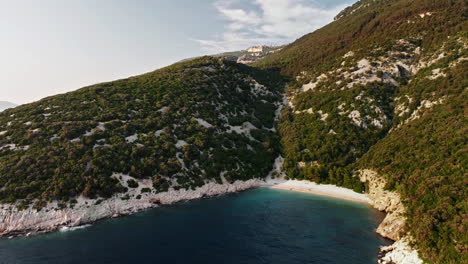 Orbit-around-Blue-Lagoon-beach-Cres-Island-Croatia-with-space-for-text