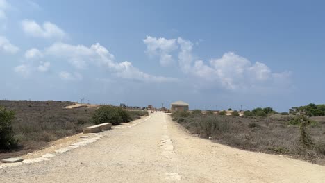 Beautiful-women-walking-in-the-Archaeological-site-of-Nea-Paphos-in-Cyprus