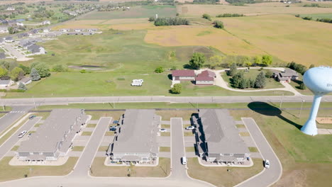 New-Townhomes-in-a-Rural-North-American-Community,-Aerial