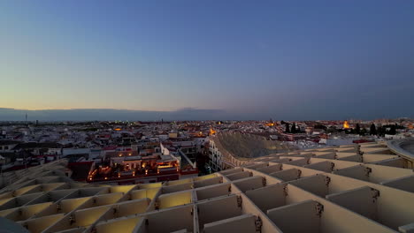 Static-view-of-Sevilla-skyline-from-the-top-of-Las-Setas-on-a-sunset