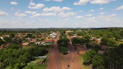 A-stunning-drone-view-of-Garuhapé,-Misiones,-Argentina,-showcasing-its-natural-beauty-and-South-American-charm