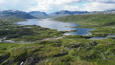 Lago-Stavatn-Y-Haukelivegen-En-Noruega,-Vestland,-Vestfold-Y-Telemark---Antena