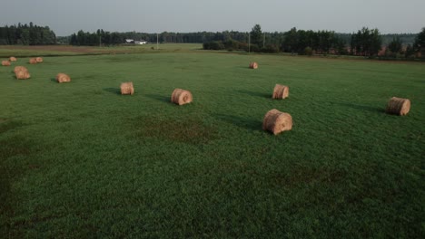 Slow-Motion:-Bales-Of-Hay-At-Sunset-drone