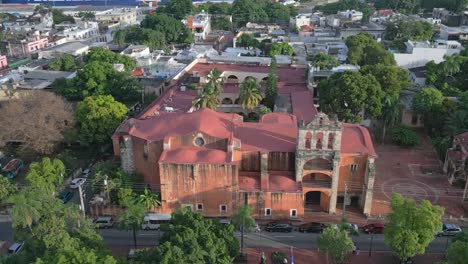 Aerial-view-of-Church-and-Convent-of-los-Dominicos-in-Santo-Domingo-City,-Dominican-Republic