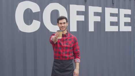 Female-Owner-Of-Coffee-Shop-Or-Distribution-Business-Standing-By-Shipping-Container