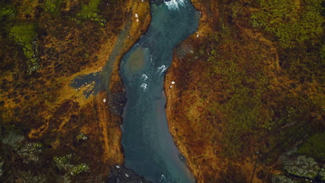 Oxarafoss-Wasserfall-Drohnenaufnahme