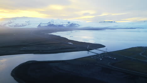Aerial-view-of-arctic-black-sand-beach