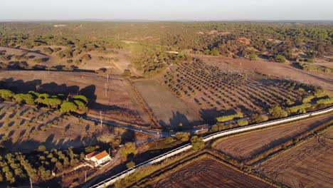 Drohne-Schoss-Parallel-über-Einige-Felder-In-Alentejo,-Portugal