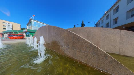 Fountains-on-the-Pedestrian-Boulevard-in-Šiauliai,-Lithuania