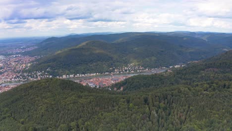 Drone-flying-over-forest-Heidelberg-Germany