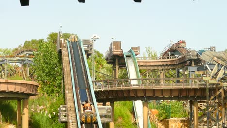 View-of-the-Silver-River,-Far-West-at-Port-Aventura-Park-in-Salou,-Spain