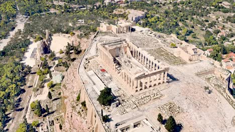 Vista-De-Punto-De-Interés-De-Animación-Gráfica-De-La-Acrópolis-Y-El-Partenón,-Antiguo-Monumento-Atenas-Grecia