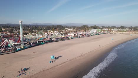 Santa-Cruz-Beach-Boardwalk,-4K-drone-shot