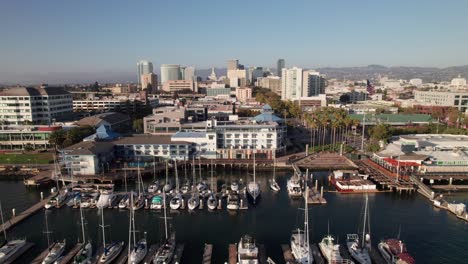 Excellent-aerial-of-downtown-Oakland,-California.-4K