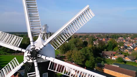Aerial-video-footage-showcases-the-renowned-Waltham-Windmill-and-Rural-History-Museum-in-Lincolnshire,-UK