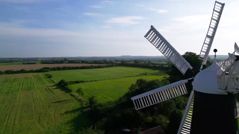 Video-from-above-captures-the-picturesque-Waltham-Windmill-and-Rural-History-Museum-in-Lincolnshire,-UK