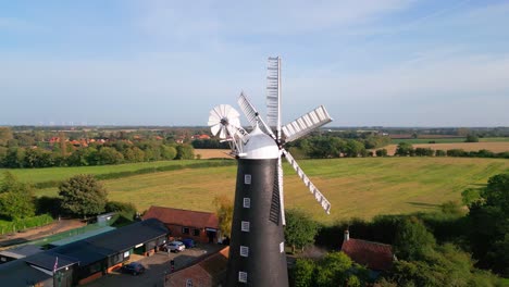 Aerial-footage-showcases-the-historical-significance-of-Waltham-Windmill-and-Rural-History-Museum-in-Lincolnshire,-UK