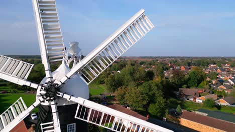High-above,-video-footage-showcases-the-captivating-Waltham-Windmill-and-Rural-History-Museum-in-Lincolnshire,-UK
