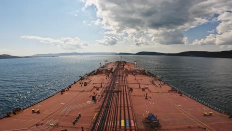 Timelapse-oil-tanker-bow-dardanel-canakkale-crossing-turkey-sunny-day