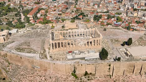 Templo-Del-Partenón-En-La-Acrópolis-De-Atenas,-Grecia,-Vista-De-Animación-De-Gráficos-Aéreos