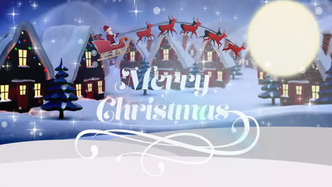 Animation-of-merry-christmas-text-over-winter-landscape