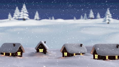 Animation-Von-Schnee,-Der-über-Die-Winterlandschaft-Fällt