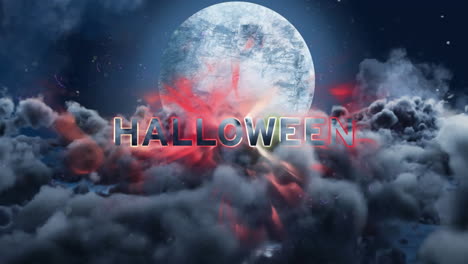 Animation-Von-Halloween-Grüßen-Auf-Dem-Hintergrund-Des-Nachthimmels