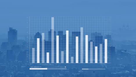 Animación-Del-Procesamiento-De-Datos-Estadísticos-Frente-A-La-Vista-Aérea-Del-Paisaje-Urbano