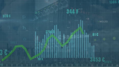 Animation-of-graphs-and-cybercrime-warning-text-with-data-processing-over-computer-servers