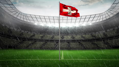 Animación-De-Lluvia-Y-Estadio-Sobre-Bandera-De-Suiza